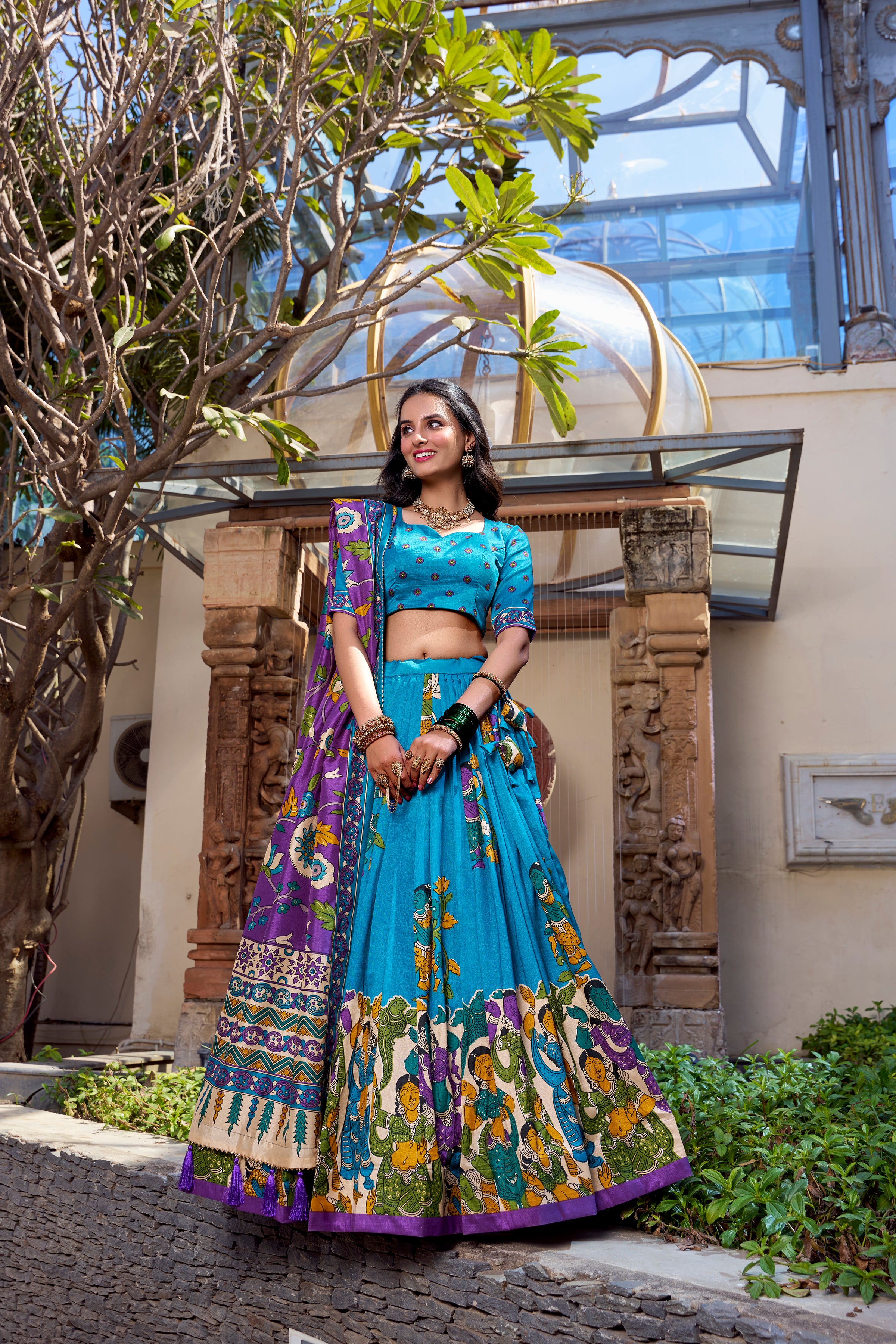Exclusive Tussar Silk Lehenga Choli Set β Floral & Patola Print Design β¨π